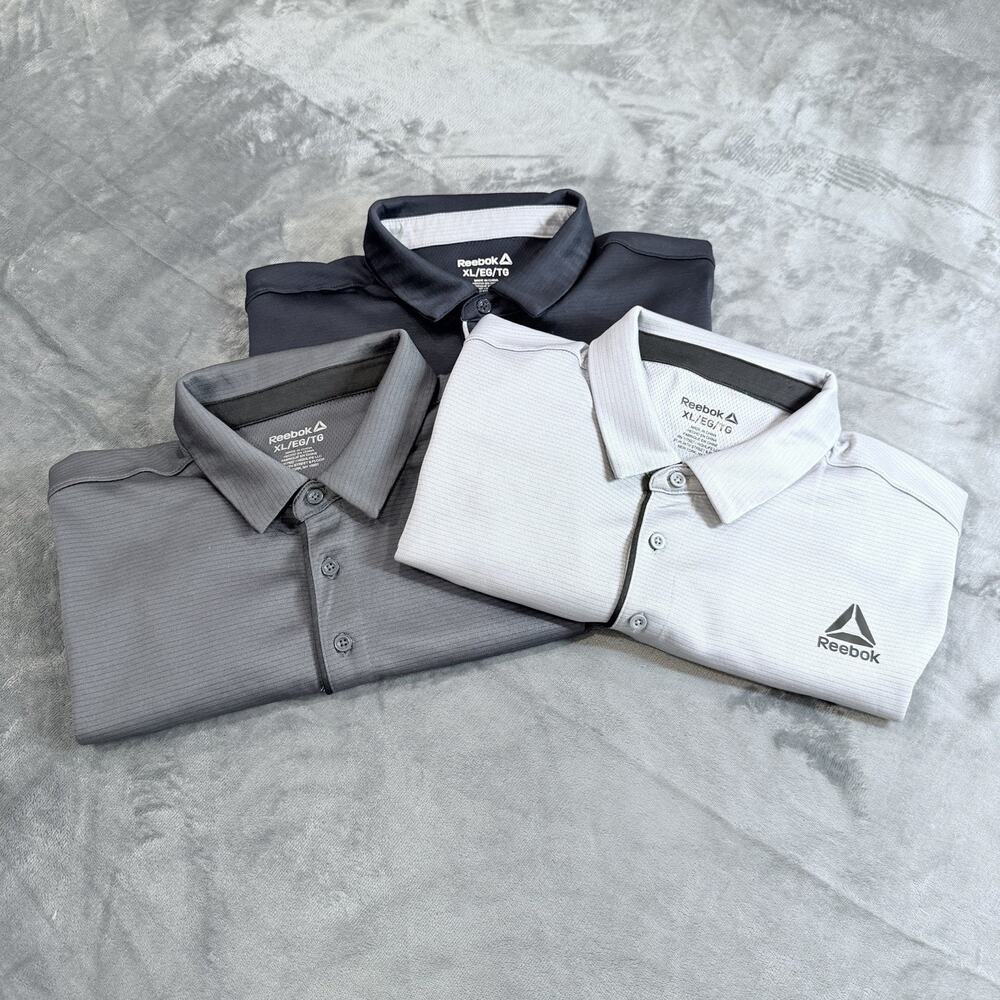 Bundle of 3 Reebok Men's Performance Polo Shirts Heather Sz XL Golf Activewear